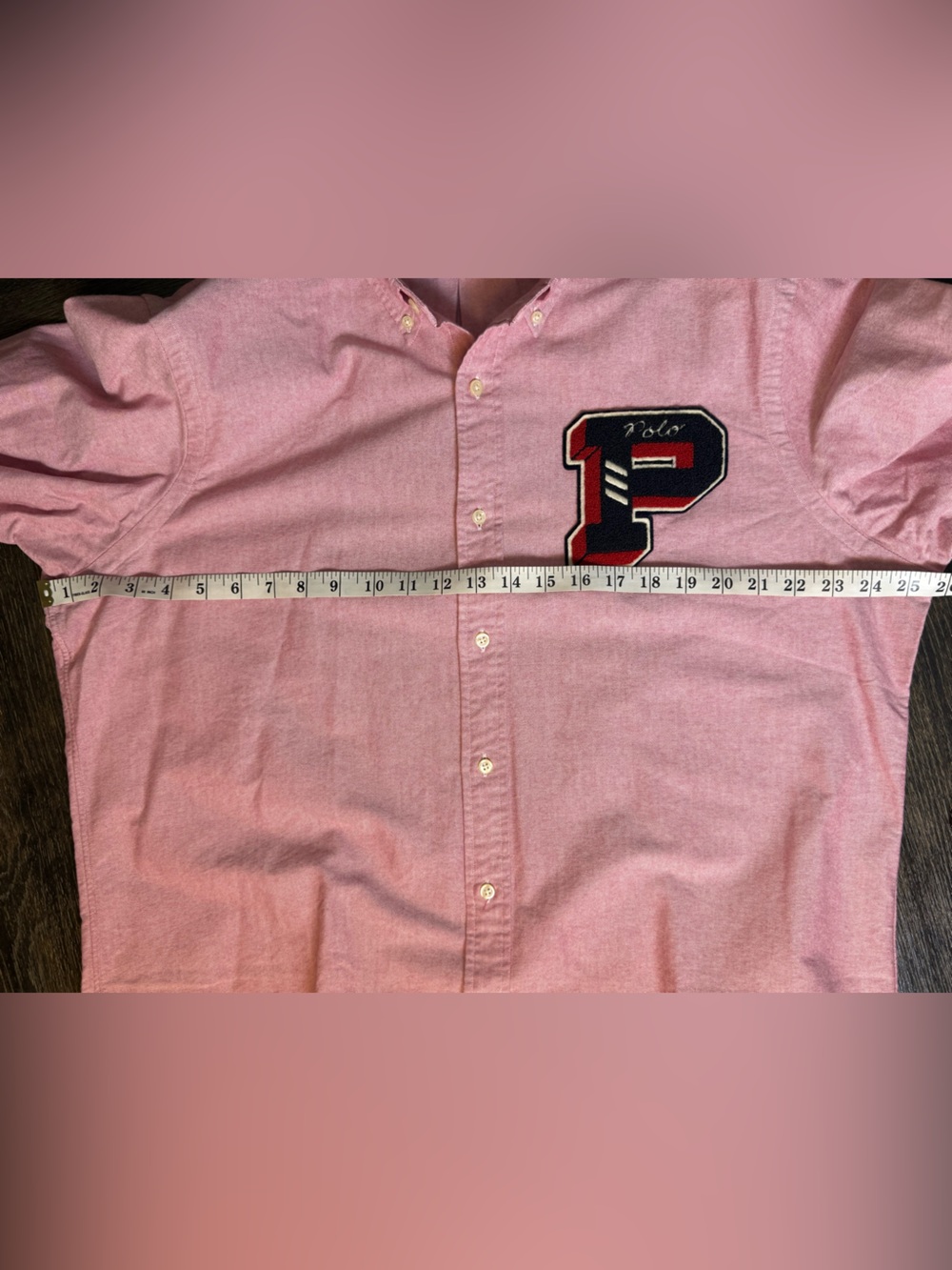 Polo Ralph Lauren Men's XL Pink Oxford Varsity P Patch Button-Down Shirt - Picture 5 of 7